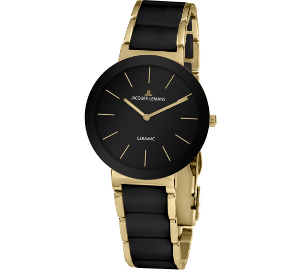 JACQUES LEMANS 42-8E Uhr Damen Herren unisex Edelstahl Ceramic Quarz 10Bar